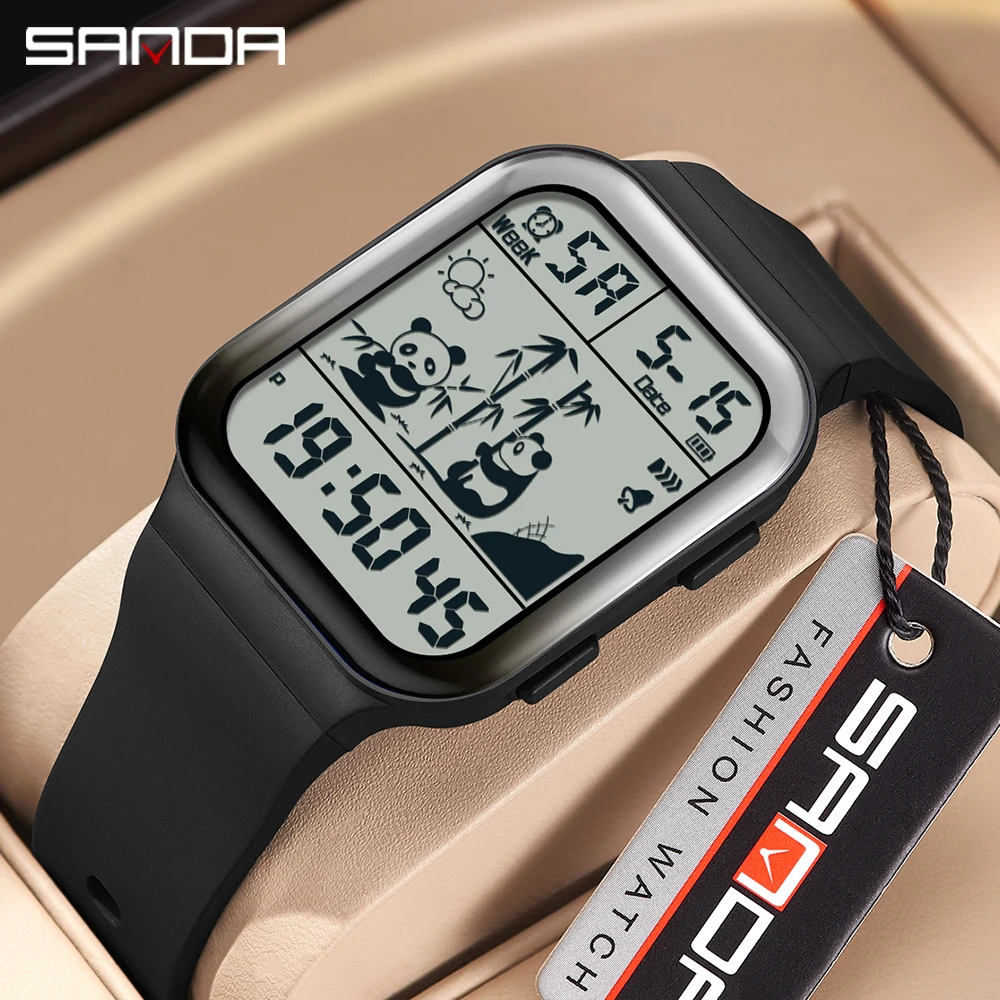 Sanda Men's Electronic Watch Square Gradient Youth Watch Female Student Fashion Digital Wristwatch 5Bar Waterproof Clock 2023