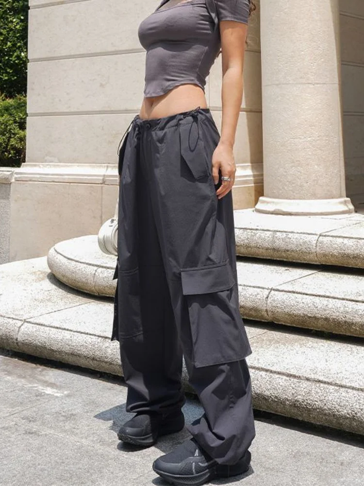 

Women Cargo Parachute Pants Vintage Techwear Oversized Y2k Streetwear Causal Joggers Hippie Female Wide Leg Trousers