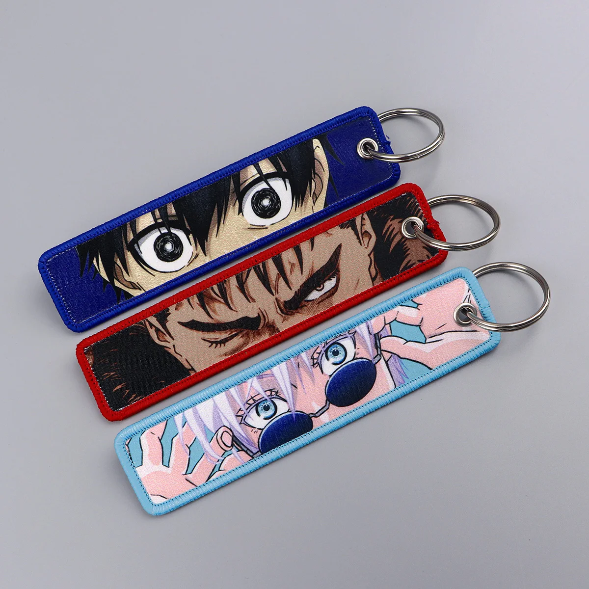Gojo Satoru Cartoon Keychain Motorcycle Manga Anime Key Chain Men Gifts Cars Key Tag Embroidery Fashion Jewelry