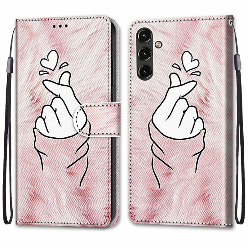 Phone Case Flower Pattern Flip Wallet Leather Stand Book Cover For Samsung Galaxy A14 4G SM-A145F A14 5G A146B