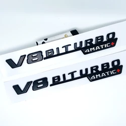 Premium V8 Biturbo 4matic+ Emblem for Car Side, Trunk & Rear - Sleek Logo Sticker (Glossy black)
