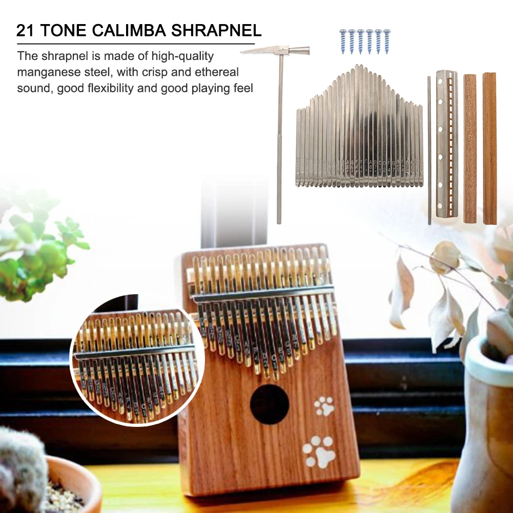 

21-Key DIY Thumb Piano Kalimba Metal Shrapnel with Tuning Hammer Instrument Accessories Set Musical Finger Piano Parts