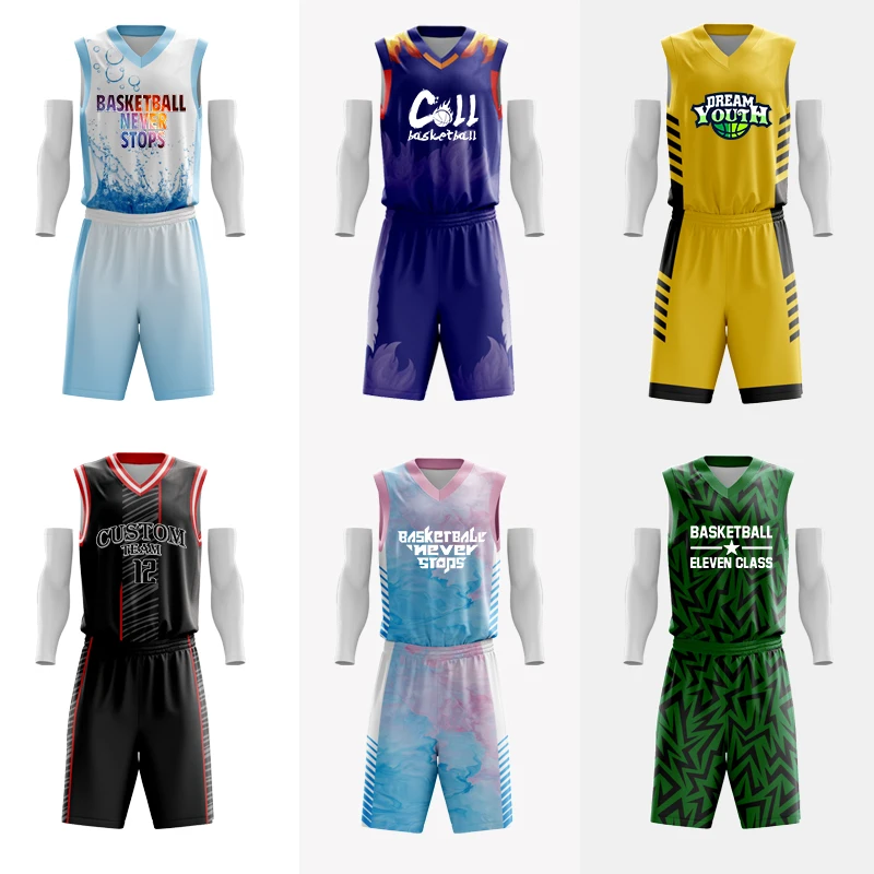 Basketball jerseys Sublimation Adults Basketball Uniform Personalized 100% Polyester Breathabale Basketball Jersey Sportswear Shirt For Men