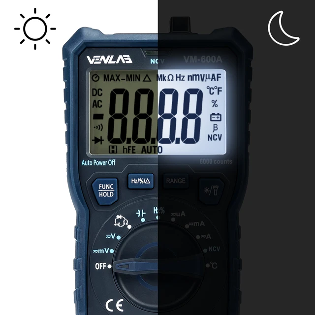 TRMS Large Au-to Digital Multimeter Auto Range Fast Accurately Measures  Multimetro 1000V 20A AC DC Ohm Hz NCV Live Voltage Meter