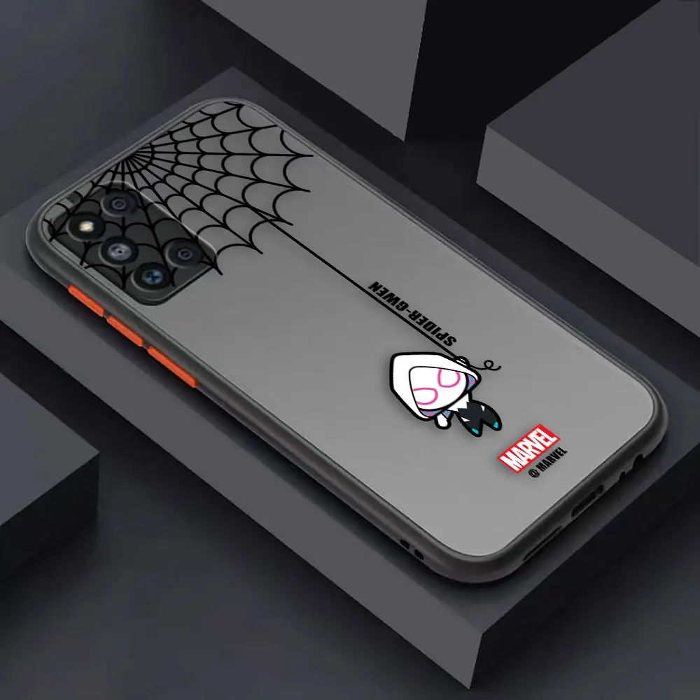 Matte Case for Samsung Galaxy M62 M53 M52 M51 M33 M32 M31 M30S 5G J8 J7 J6 J5 J4 Case Funda Cartoon Marvel Spider-Man Spider Web