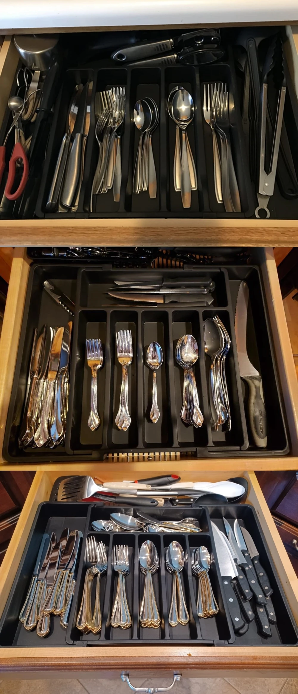 Silverware Organizer Expandable Utensil Tray Adjustable For Kitchen Flatware And Cutlery