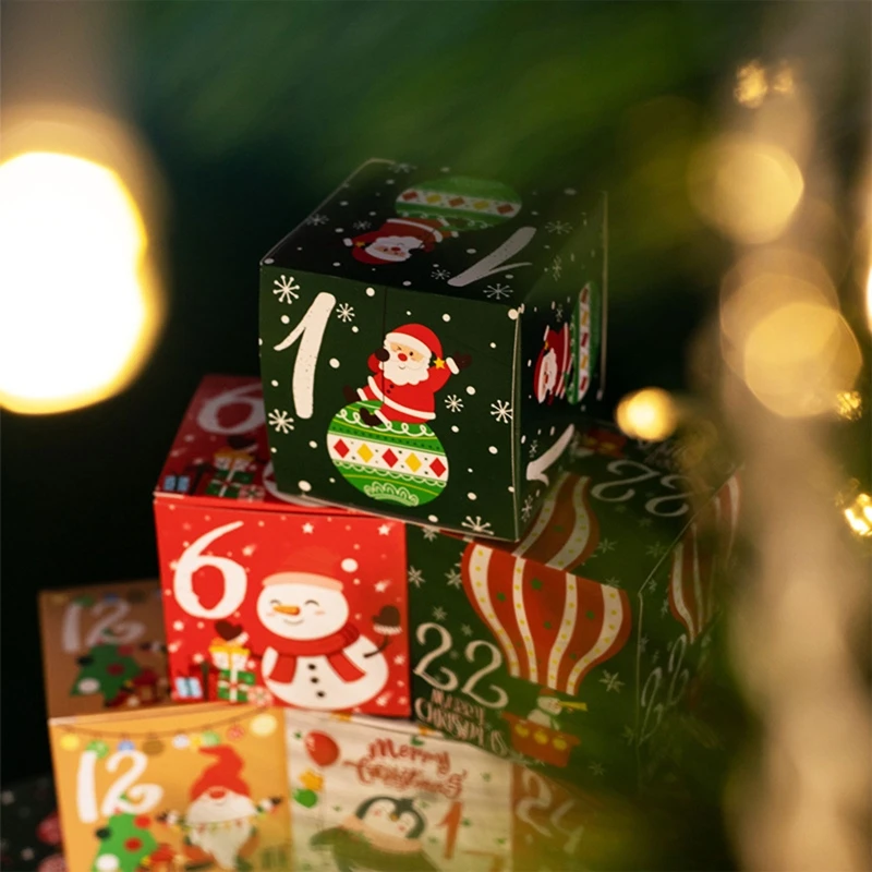 Christmas Advent Calendar Boxes 24Pcs Filling Xmas Small Gifts Wrapping Supplies for Children Girls Boys Birthday Gift