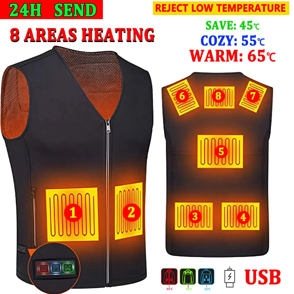 

Winter Warm Men Jacket smart Heated Vest USB trekking Electric Heating Jacket Body Warmer Heating Pad hunting heated vest Jacket