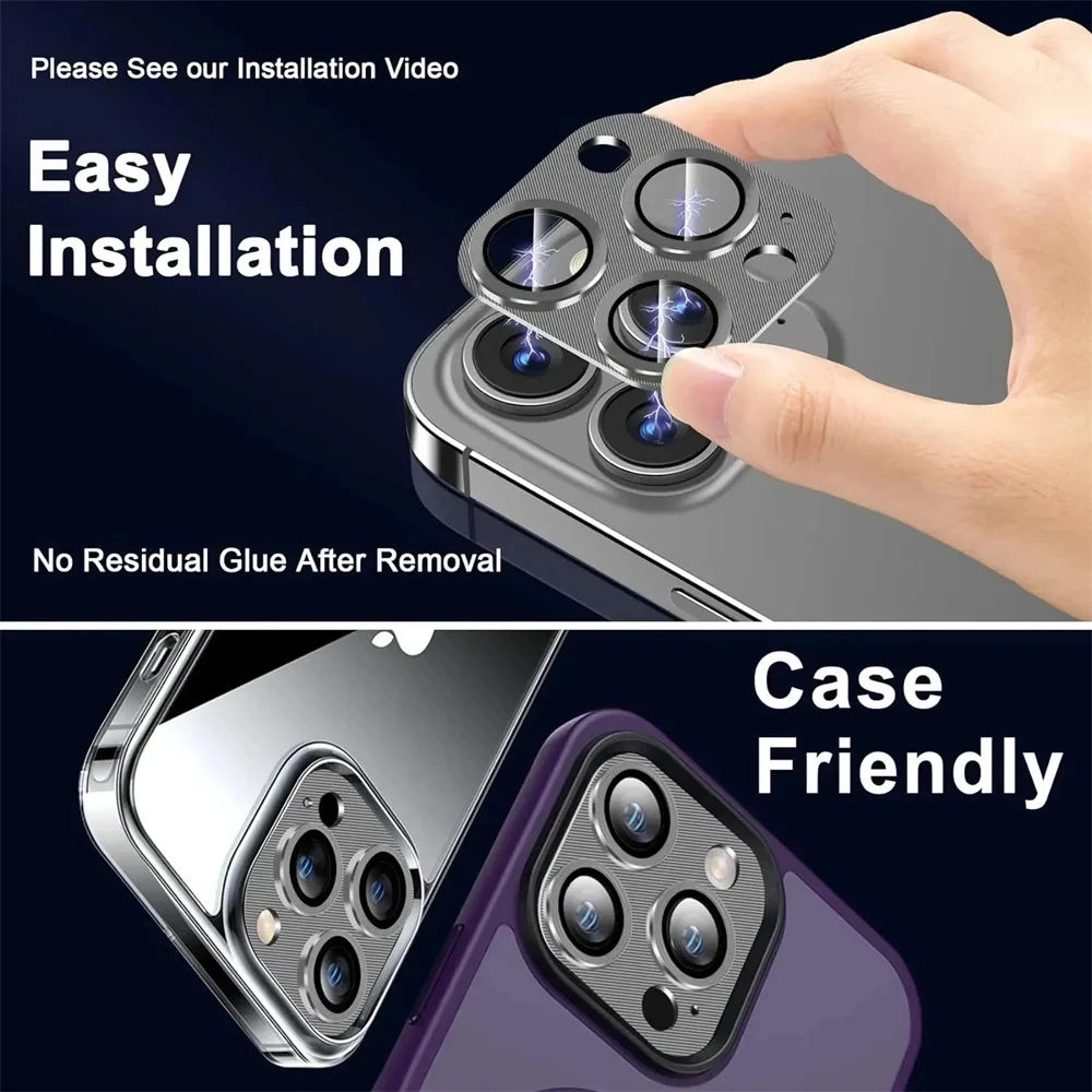 Enhanced Full Cover Metal Camera Lens Protector with Tempered Glass