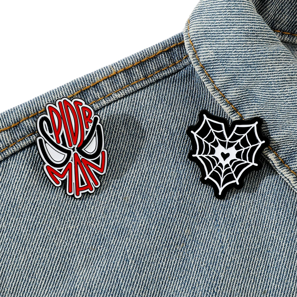 Anime Halloween Fantasy Brooch Enamel Pins 2 Pcs Spider Man Metal Badge Jewelry Backpack Clothing Accessories