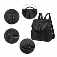 Women Backpack PU Leather Waterproof Black School Bag Double Zip Travel Shoulder Bag for Female Backpacks 1