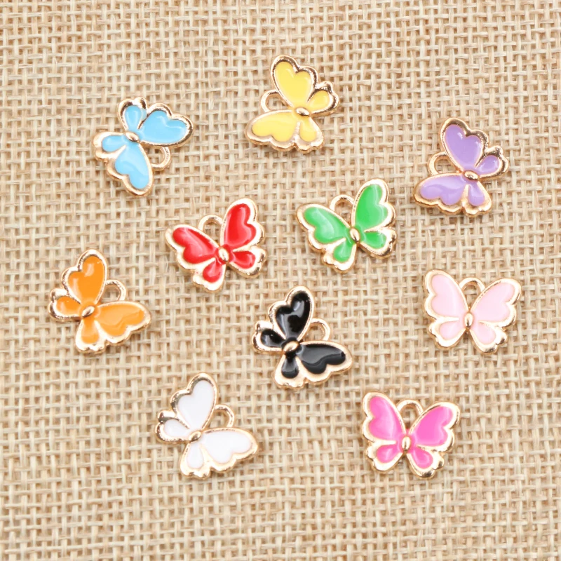 20 teile/los 10x13mm Schmetterling Charms Anhänger Emaille Kleine Legierung Metall Charme DIY Schmuck Machen Zubehör für Halskette armband