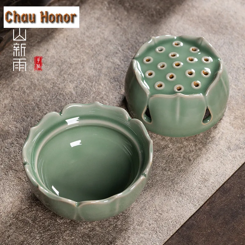 Longquan Celadon Zen Lotus Seeds Incense Holder Mist Smoking Steamers Incense Burners Aromatherapy Censer Teaware Decoration