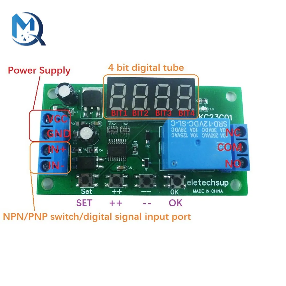 DC5V/12 V/24 V Oneindige Cyclus Vertraging Timer Timing Schakelaar Relais Turn ON OFF Module 0-15min/0-60min Instelbaar(DC24V 0-15min Adjustable