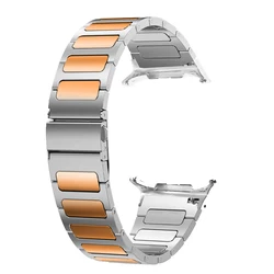 Luxury Stainless Steel Watch Strap - Premium Metal Bracelet - Galaxy 8Classic 46mm (Silver Rose Gold)