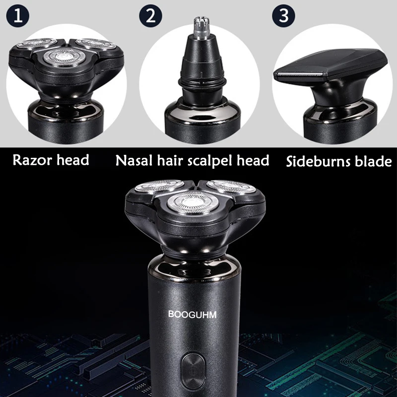 3in1 Rechargeable Electric Shaver for Men Trimmer Razor Waterproof Wet & Dry Battery Rotary Electric Shavers Machine shaving