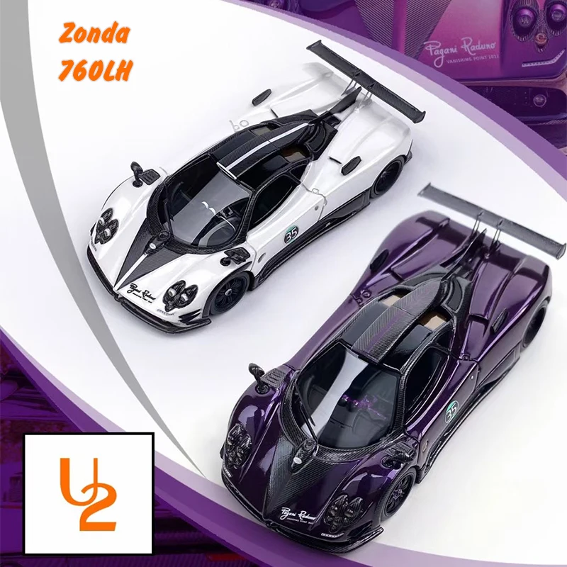 

U2 In Stock 1:64 Zonda 760LH Purple Carbon Resin Diorama Model Collection Miniature Carros Toys