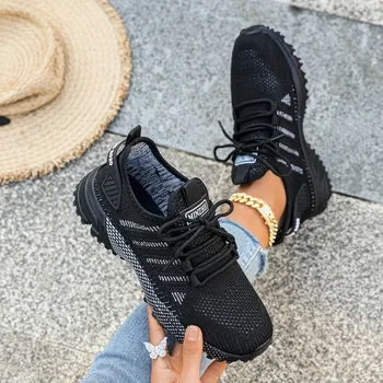 Women's Breathable Knit Sneakers Lightweight Non-Slip Casual Sports Shoes Comfortable Walking Running Shoes 2026 Trendy Design 1