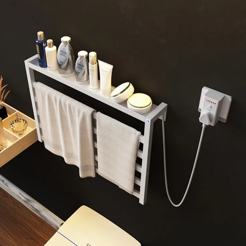 Black Thermostatic Electric Towel Rack Bathroom Automatic Heating Sterilization Timerable