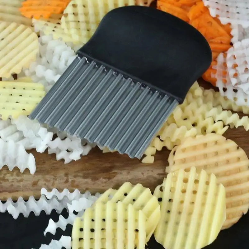 

Stainless Steel Potato Chip Dough Vegetable Fruit Crinkle Wavy Knife Cutter Chopper French Fry Maker For Potato Cucumber Carrot
