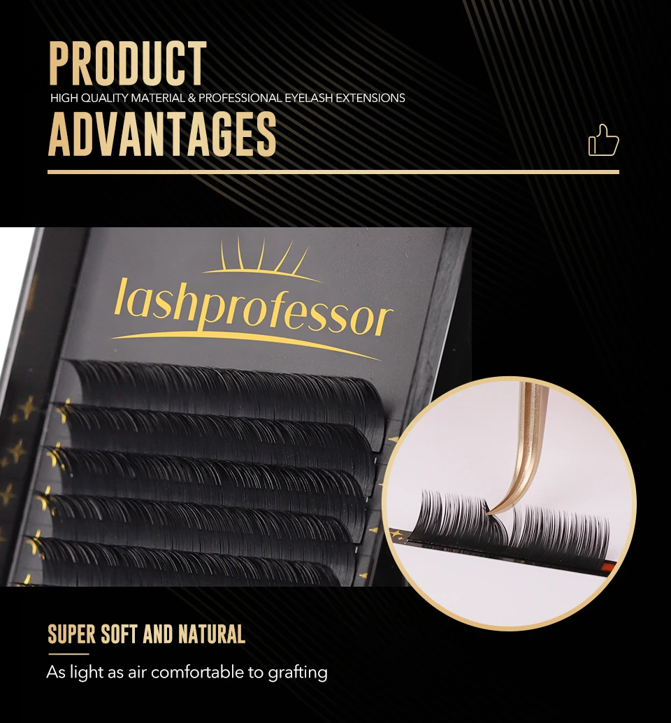 Description Picture 6 of item16Rows False Mink Eyelashes Extension Individual Natural Soft Russian Volume Lash Extensions 8-20mm Regular/Long Cashmere Lashes