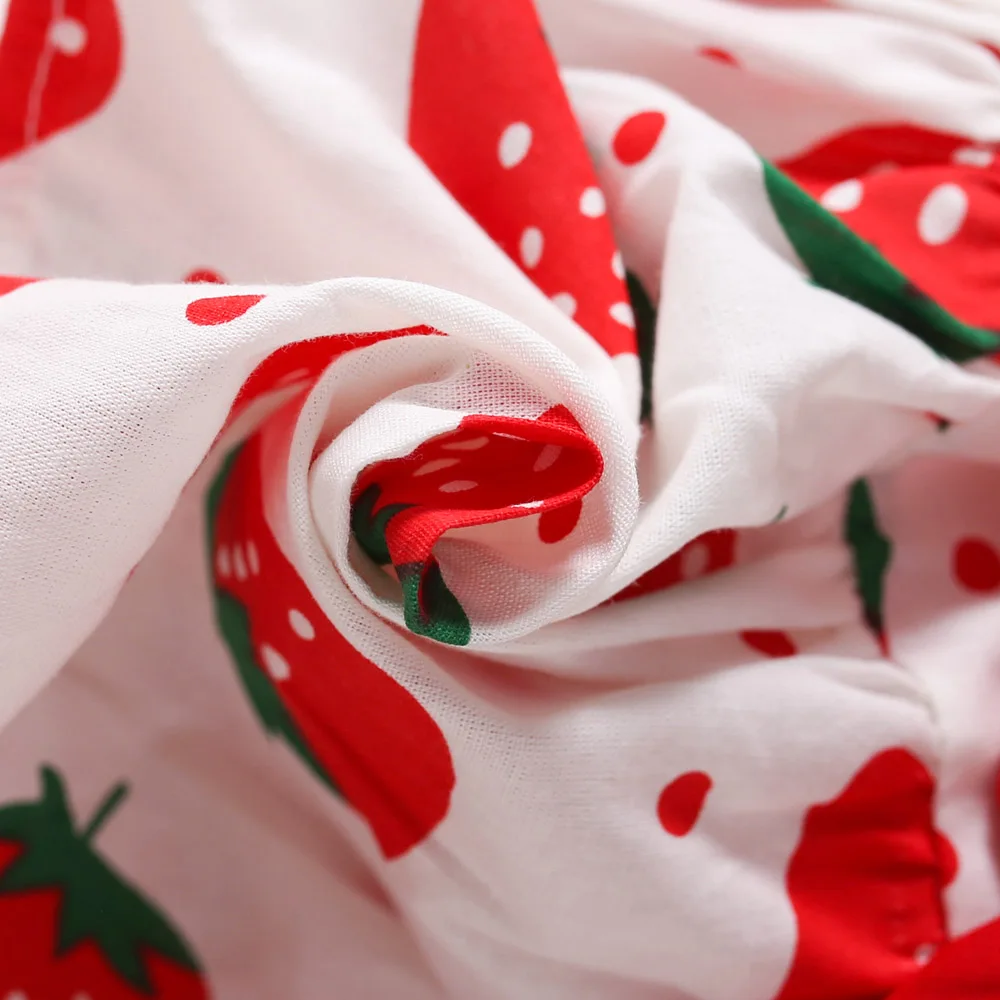 فستان بناتي صيفي فراولة فيونكة + قبعة