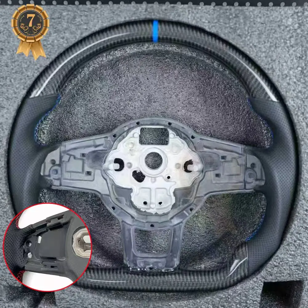 진짜 카본 파이버 스티어링 휠 가죽 알칸타라 VW 골프 MK7 7.5 GTI GTD GTE R 2013-2020 폴로 GTI 티구안 파사트 DSG용
