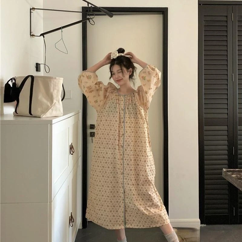 2024 New Fashion Women\'s Spring Autumn Korean Nightgowns Girls Sweet Loose Comfortable Night Dress Youth Leisure Sleepshirts