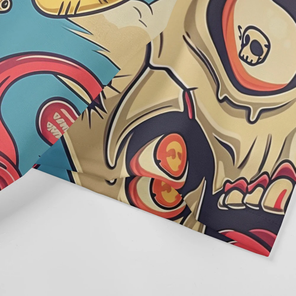 Creative Skull Cartoon For Halloween Printed New Hawaiian Shirt Men Casual Short Sleeve Tops Plus Size Summer Shirts 6