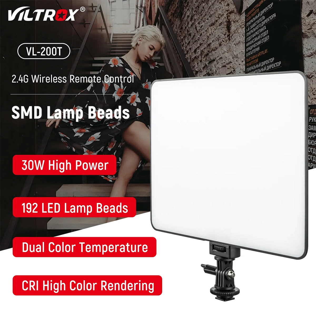 Viltrox VL-200T LED Video Light 30W Panel Lighting Wireless Remote Control Bi-Co