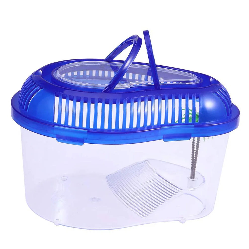 

Turtle Tank Turtle Live Breeding Box Transparency Turtle Container with Handle Cover Reptile Aquarium Tank Drying Platform- Size