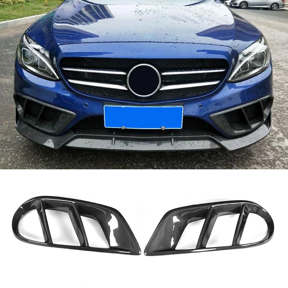 W205 Exterior Carbon Fiber Front Bumper Air Vent Outlet Cover Grill Trim for Mercedes Benz C43 AMG C180 C200 Sport 2015-
