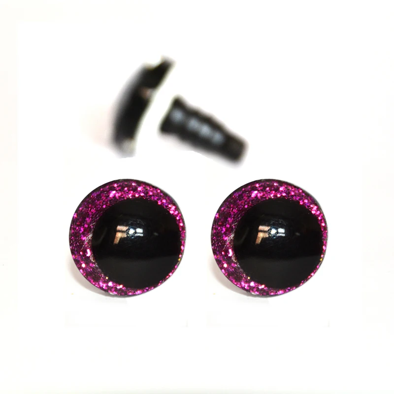 Set of 20 Colorful Round Cartoon Glitter Toy Safety Eyes with Washers