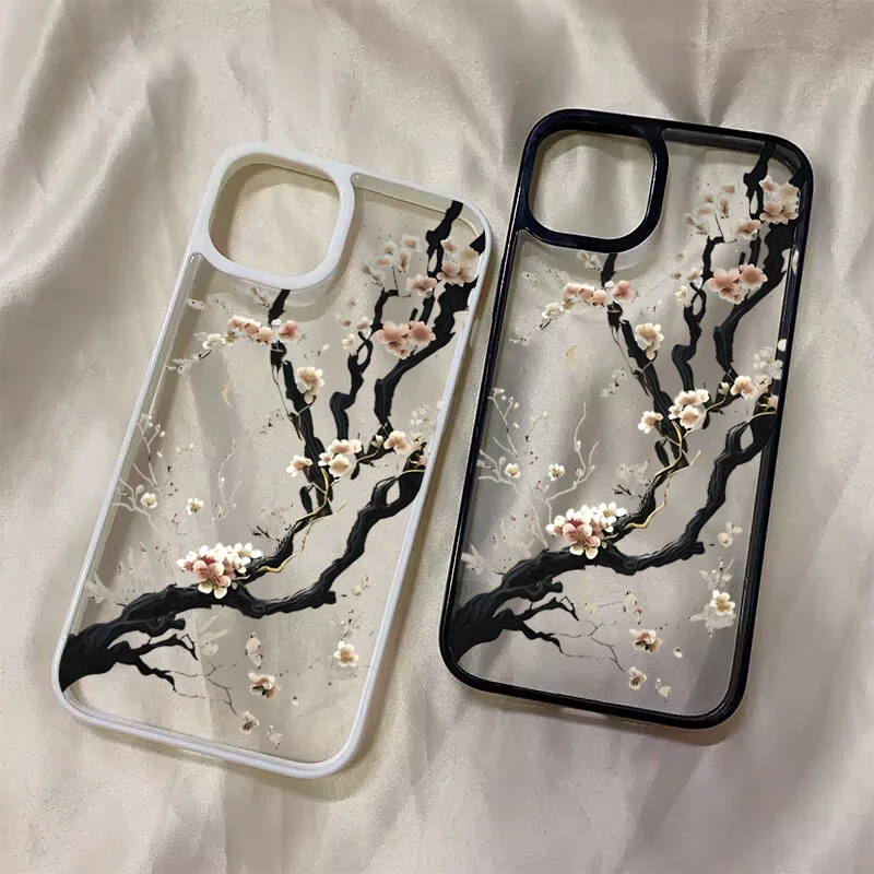 Artistic Chinese Plum Blossom Phone Case - Elegant Floral Design Cover