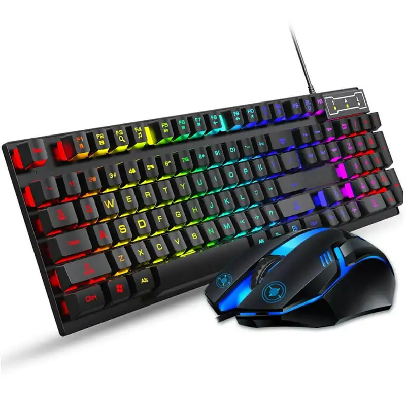 

and Mouse Set Combo, Wired RGB Backlit Computer Keyboard with USB RGB Gaming Mouse Design for Windows PC Laptop Desktop Notebook