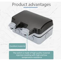 เต้ารับติดผนังกลางแจ้งกันน้ำมาตรฐาน IP66 ของสหราชอาณาจักร พร้อมสวิตช์ สำหรับบ้านและสวน รองรับปลั๊กขนาดใหญ่ แบบสองช่อง 4