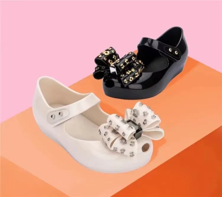 Mini Girl Sandals 2024 Kids Sparkle Bow Summer Shoes for Children Sandals Waterproof Non-slip Beach Sandals Melissa Shoes HMI087 6