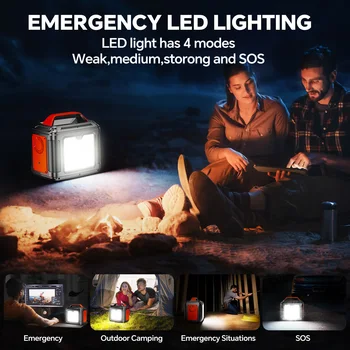 300W Portable Power Station, 296Wh 80000mAh Camping Solar Generator, Emergency Lithium Battery Outages,Black(with Solar Panel) 5