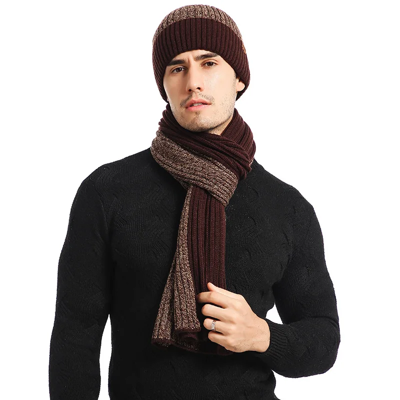 Cycling Gloves Winter Hat Winter Accessories Knitted Hat Scarf Set Men Gloves Men's Beanie Gloves Scarf Set
