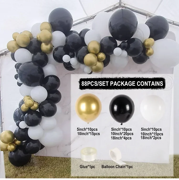 

Decoration Party Birthday Happy Arch Balloon Garland Gold Black Kids Graduation Latex Baloon Wedding Birthday Decor