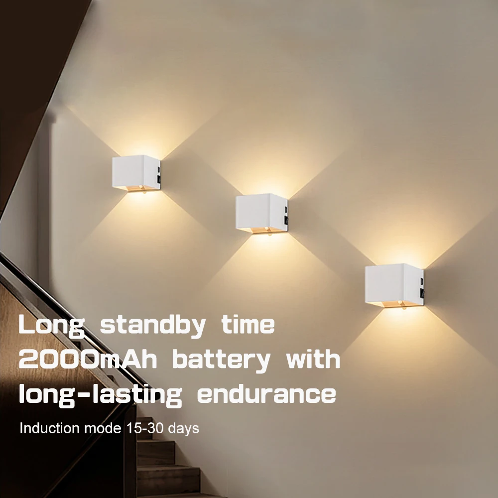 Cordless Sensor LED Wall Lamp Magnetic Wall Light Rechargeable Bedside Light Up and Down Sconce for Living Room Corridor Bedroom