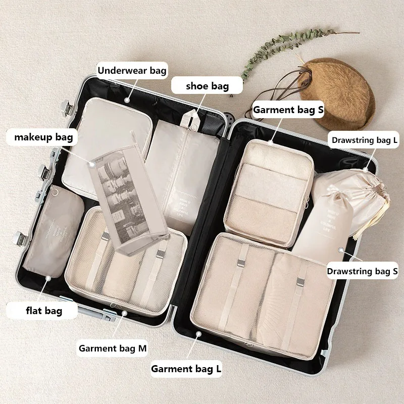 Travel Storage Bags 7/8/9-piece Set Digital Toiletries Shoes Clothes Organizer bag Suitcase Clothes Tidy Pouch Packing Cubes Set