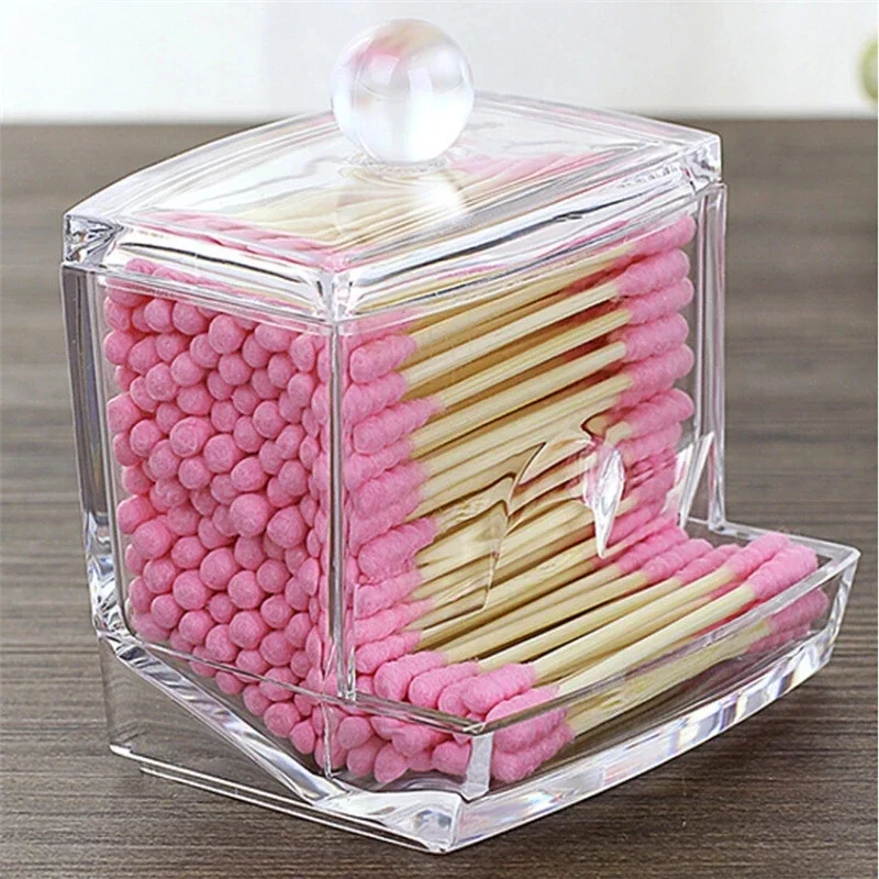 

Cosmetic Cotton Storage Box Transparent Acrylic Crystal Cotton Swabs Box Home Swabs Plastic Cotton Swabs Organizer Case