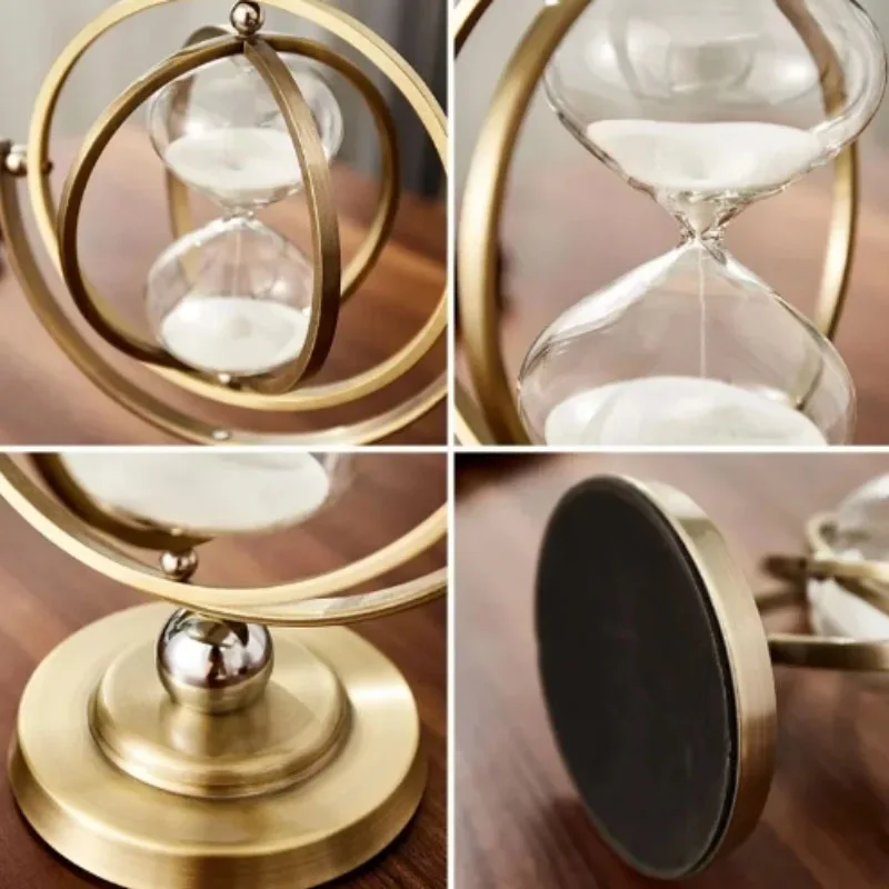 15-60 Min Hourglass Globe Timer Brass Sand Clock Vintage Sandglass Time Desktop Decoration Luxury Living Room Home Hour Glass
