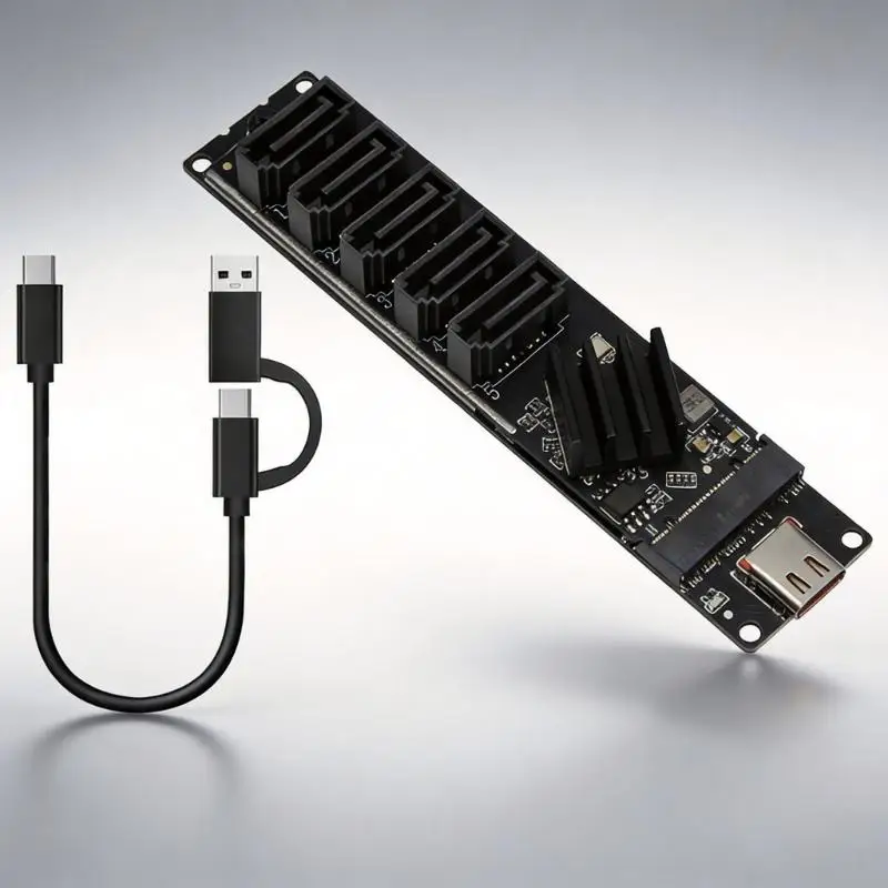 컴퓨터 노트북 및 NAS용 USB A 및 유형 C 입력이 포함된 CORA 5 in 1 SATA3.0 확장 카드