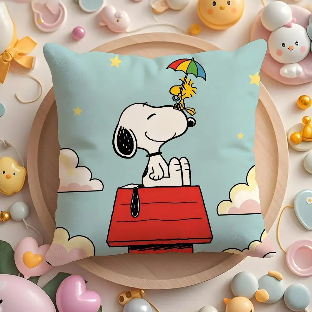 Niedlicher Snoopy-Kissenbezug, kurz, Plüsch, doppelseitiger Druck, für Zuhause, maschinenwaschbar, im warmen Winter – Detail 13