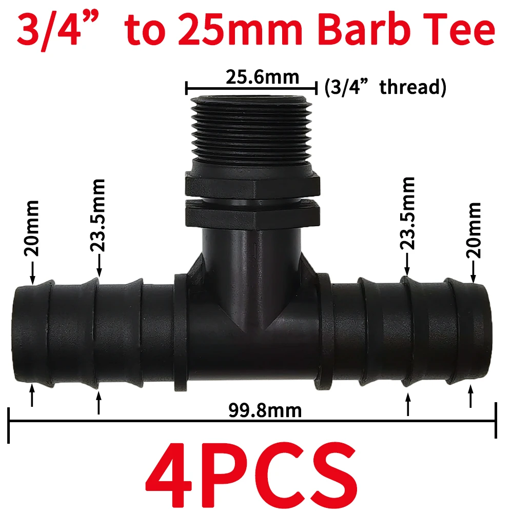 5 Pezzi Connettori A Gomito Per Tubo Da Giardino – Filetto 1/2" E 3/4" Maschio, Diametri 16mm, 20mm, 25mm, In Plastica POM - 2