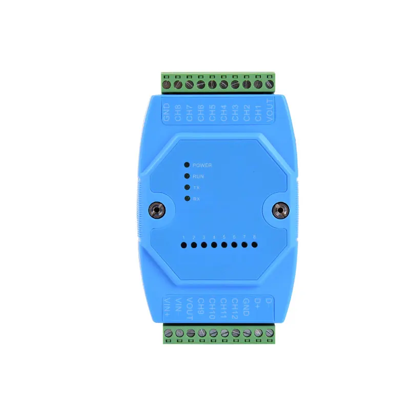 

12-канальный аналоговый модуль сбора данных MODBUS RTU, выход связи 4-20 мА/0-5 В/0-10 В, аналоговый преобразователь в RS485