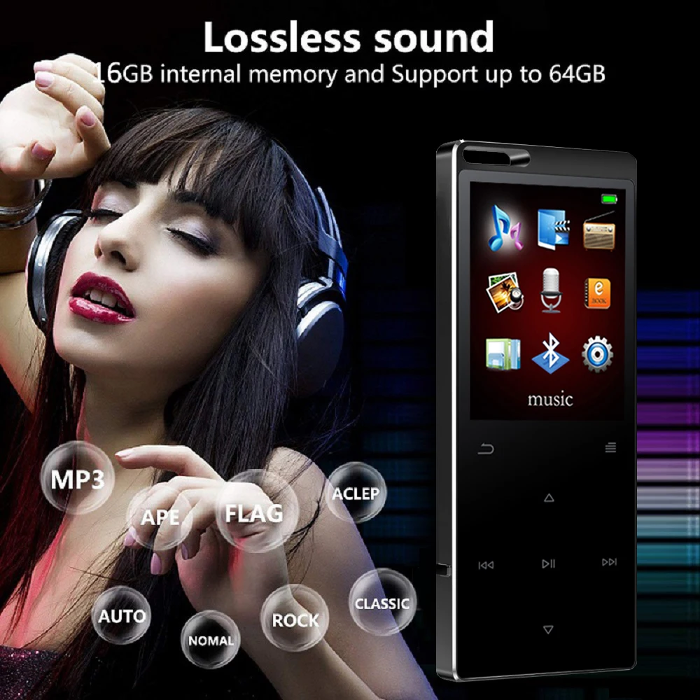 C15 Lossless Music Player with Bluetooth 16G Touch Key Touch Screen, Voice Recorder Pedometer Ebook FM Radio Player Metal