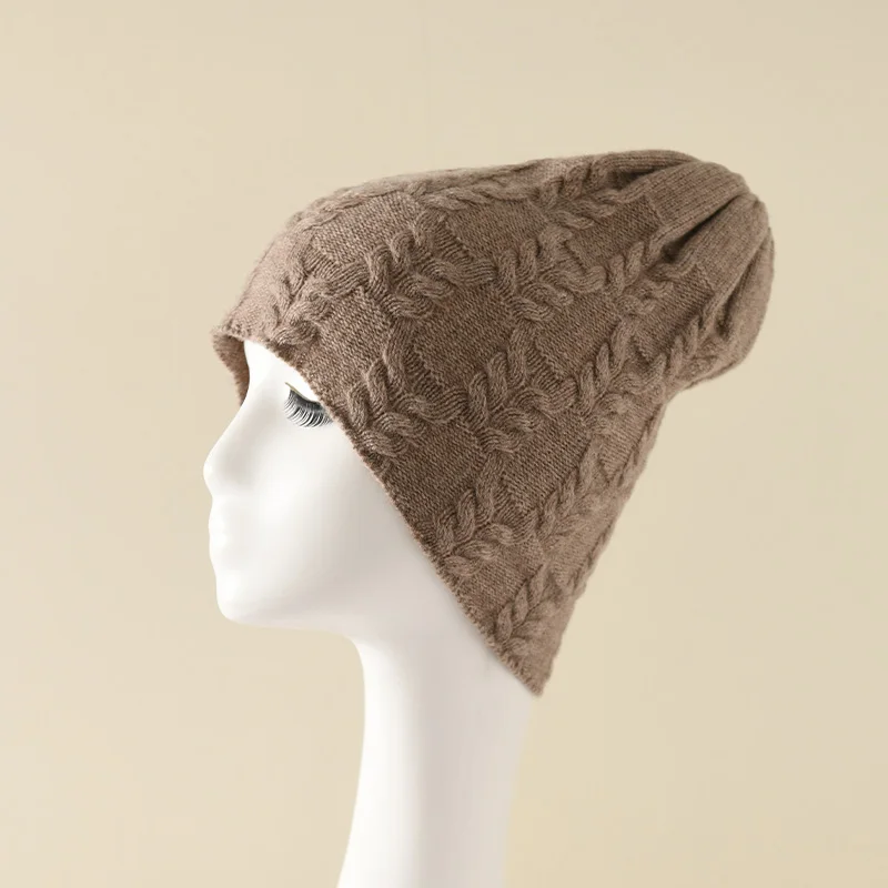100% Goat Cashmere Knitted Beanies for Women Winter Warm Soft Skullies Hat For Girl Gorros Autumn y2k Fashion Korea Bonnet Cap 3